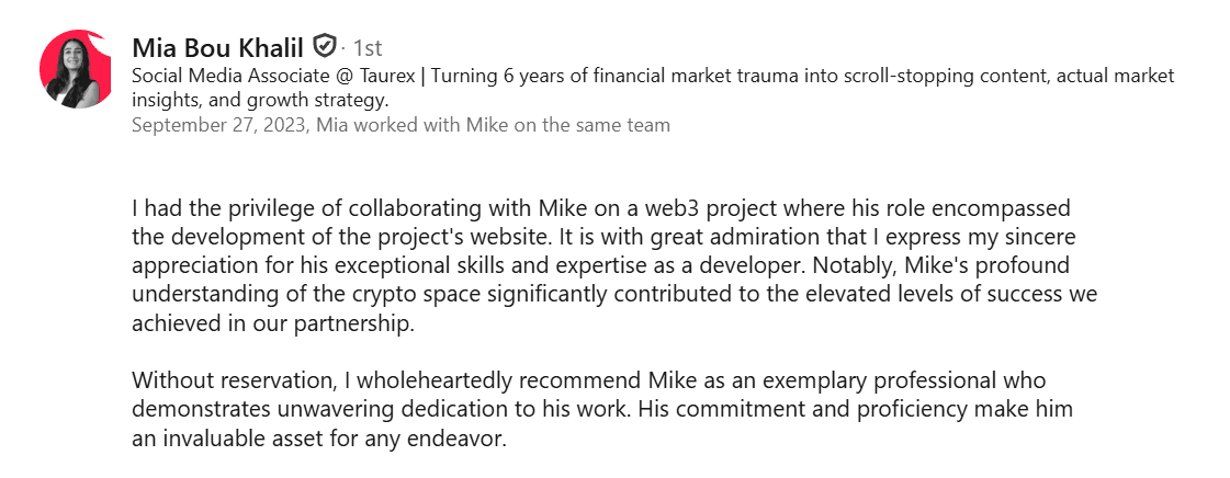 LinkedIn Recommendation 6