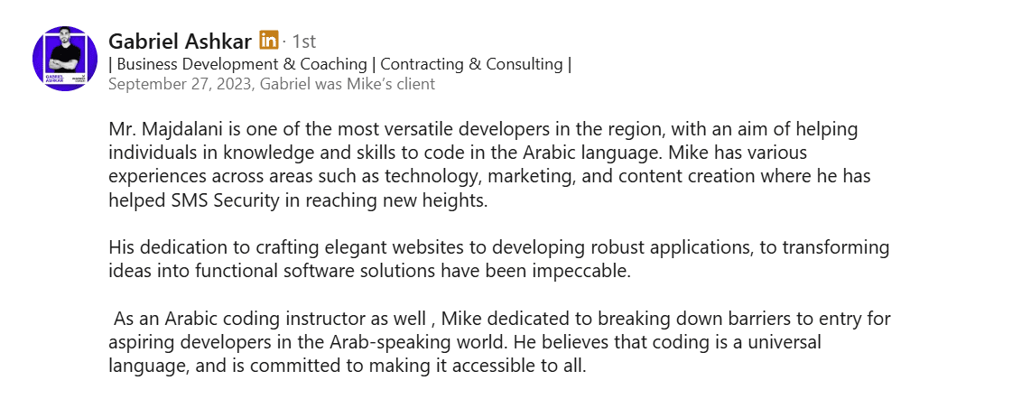 LinkedIn Recommendation 7